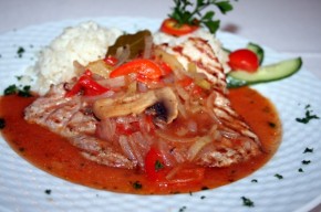 Escalop de porc cu orez cu ciuperci