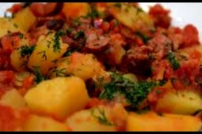 Cartofi scazuti cu ciolan afumat