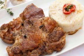 Ceafa la cuptor cu sos de ciuperci si cus cus